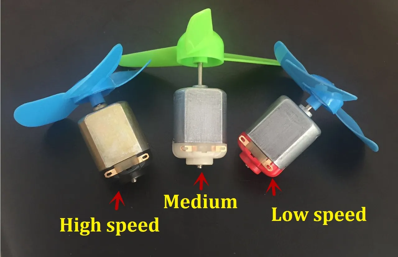 3 coppie di piccoli motori CC ad alta velocità da 0-6 V + 3 pale del ventilatore da 60 mm