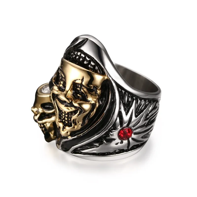 Mannen Punk Ring Rvs IP Vergulde Steentjes Vintage Hip Hop Sieraden Gesneden Geometrische Hipsters Benodigdheden Accessoires Maat 8-12