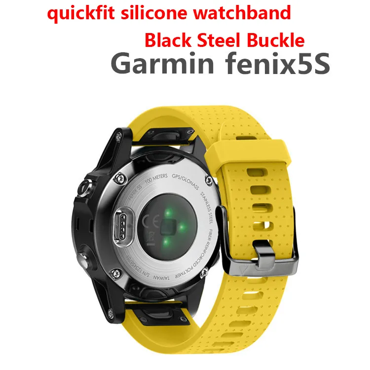 Garmin Fenix ​​5S 실리콘 스포츠 밴드 교체 용 Fenix5S 빠른 제거 퀵 피팅 스트랩 fenix 5s에 대한 10 색 시계 줄 스트랩