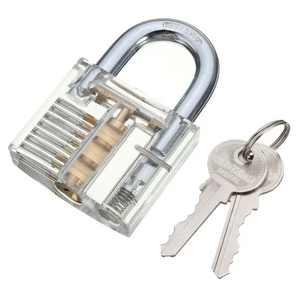 Transparent Visible Cutaway Practice Padlock Lock Pick Tools for Locksmith Skill Training