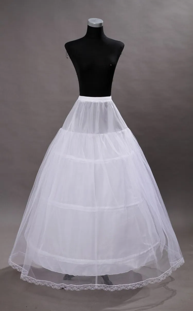 Venda quente em estoque 3 hoop ball vestido nupcial anágua osso pleno crionline petticoat saia de casamento deslizamento novo frete grátis