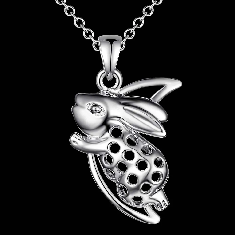 925 ciondolo coniglio in argento collana di gioielli di moda zodiaco carino regalo di compleanno di alta qualità di trasporto libero caldo