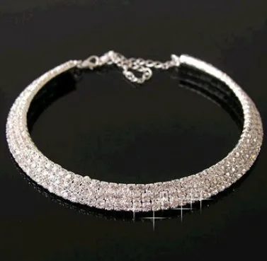 Super lindo colar de diamantes Colar Festa de Casamento colar clavícula Cristal Diamante Strass Colar Gargantilha Jóias de Casamento