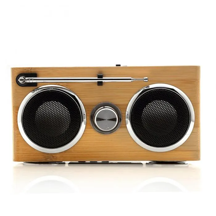 Inalámbrico Bluetooth Multifuncional Bambú Altavoz portátil Bambú Madera Boombox TF / Tarjeta USB Altavoz Radio FM con control remoto Reproductor de MP3