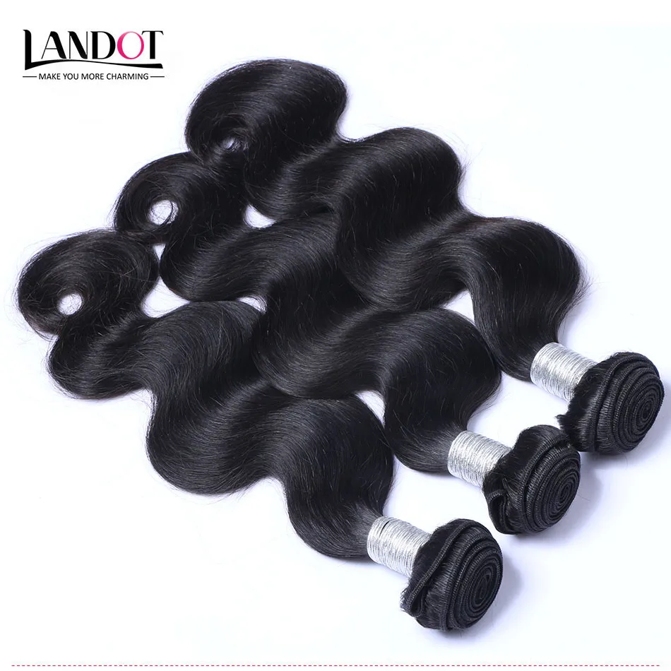 360 Full spets frontal stängning med 3 buntar Brasilianska jungfruliga människa hår väver Body Wave Peruvian Indian Malaysian Cambodian Wavy8949872