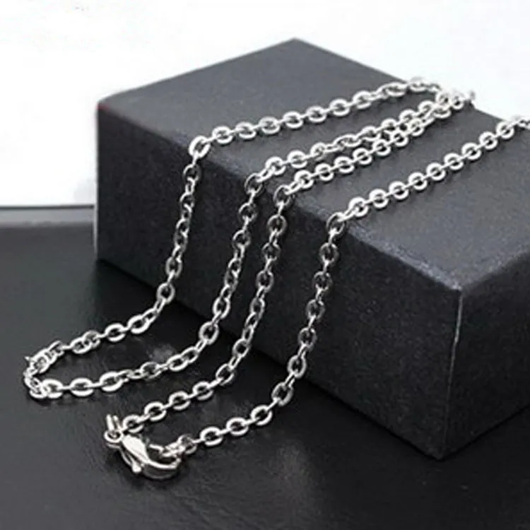 Bijoux à la mode pour hommes et femmes, chaîne en acier inoxydable de 50cm, chaîne O adaptée à bricolage, collier pendentif en vrac