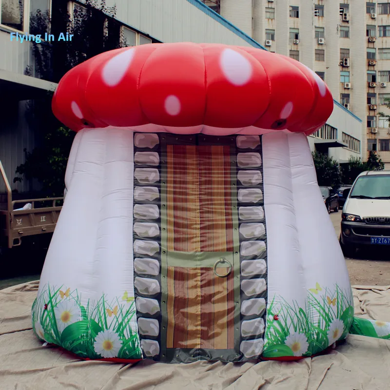 Cabane gonflable à champignons, petite tente de 3m, cabine rouge, Tunnel à  champignons soufflé à l'air pour Parents-enfants, décoration de campagne et