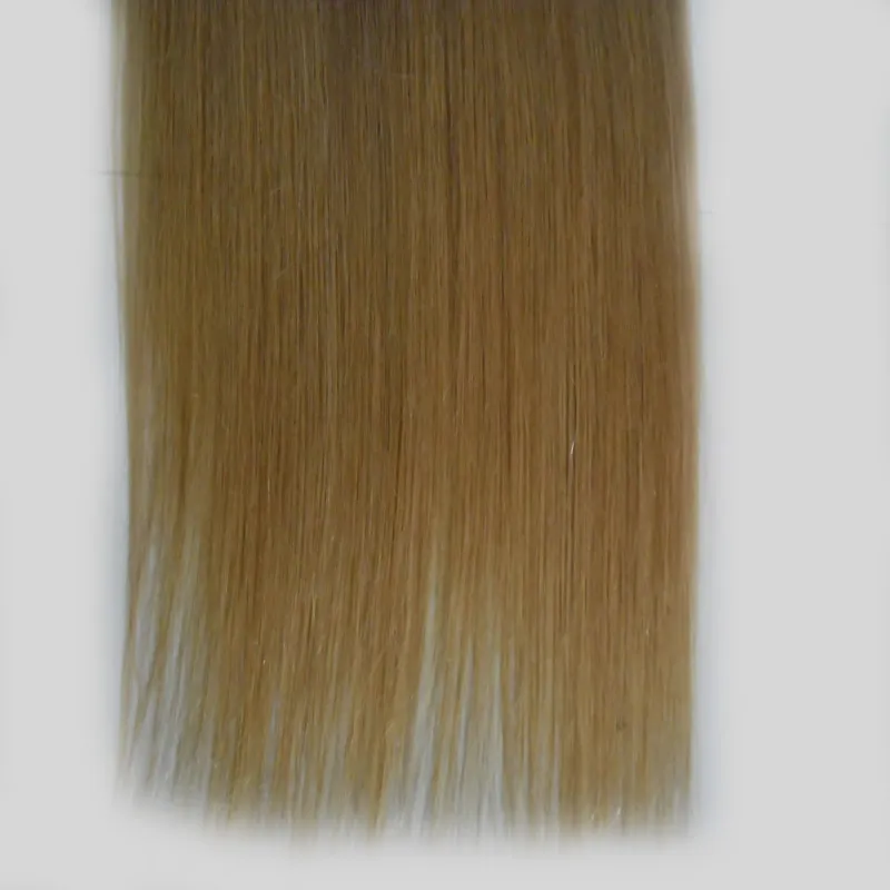 Rey ombre nastro capelli umani nelle estensioni dell'onda del corpo 200g 80 pz / lotto # 4/27 miele biondo ombre brasiliano PU capelli trama pelle capelli