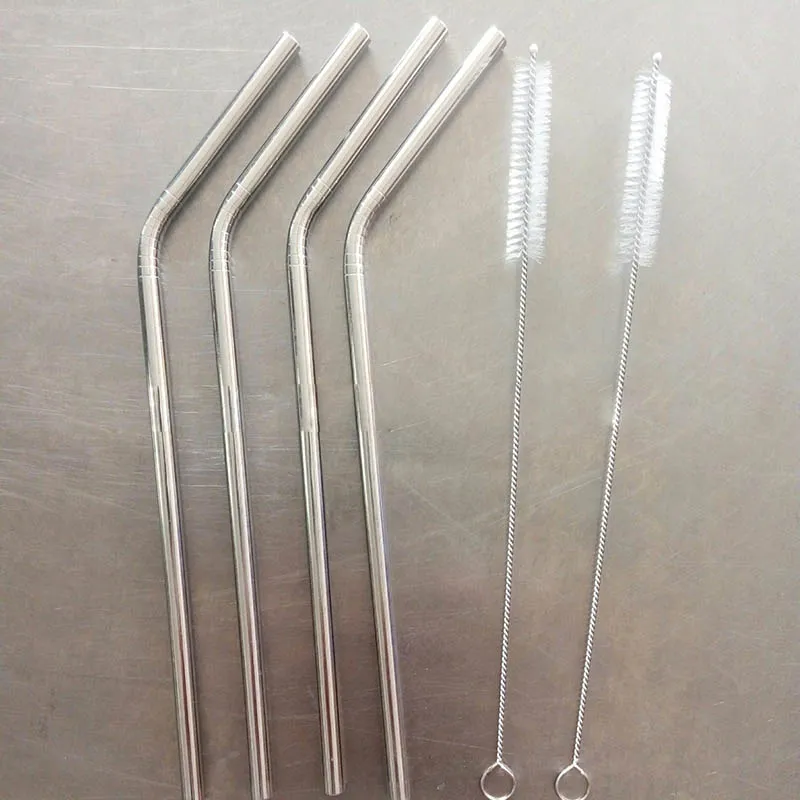 Reusable Stainless Steel Straw 8.5'' 9.5'' 10.5" Cups Straight Bend Drinking Straws ECO Metal Bar Party Drinks Sucker