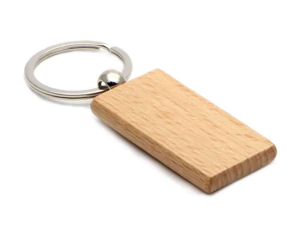 200X chaveiro de madeira do retângulo 2,2 '' * 1,19 '' conhecido em branco chaveiros chave gratuito gravura anel # KW01C