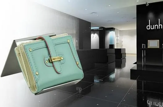 10 st matt matt rostfritt stål handväska plånboksäck Holder Despop Display Rack som visar Stand Boutique Store Display Fixture