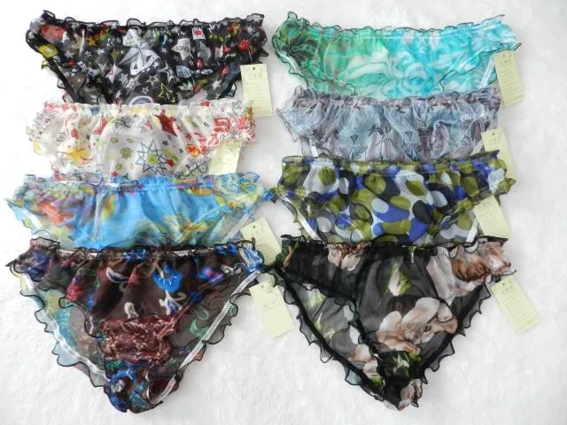 Panasilk 8 pair,s Floral 100% Silk Women's String Bikini Panties