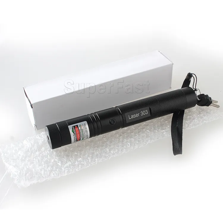 High Power Laser 303 Green Laser Pointer Pen Adjustable Focus Matchs laser light In Retail box DHL 