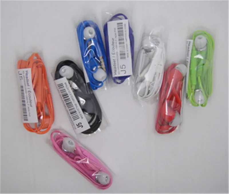 Colorful J5 Earphones 3.5mm In Ear Headphone Stereo Headset With Mic and Remote Volume Control For Samsung Galaxy S3 S4 S5