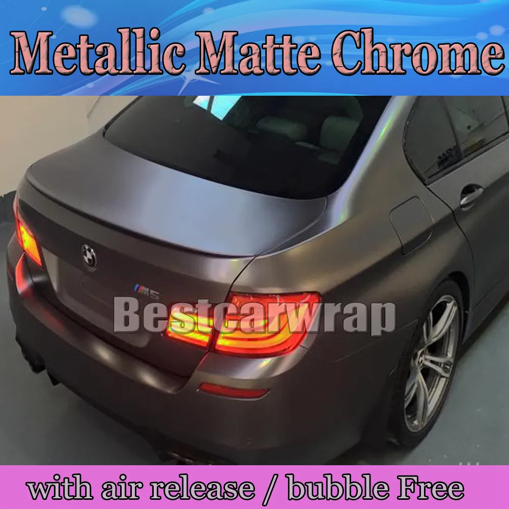 Anthracite Matte Metallic Vinyl Wrap With Air Bubble Free Dark Grey Gunmetal Matt Chrome Metallic Vehicle Wrapping Storlek 1.52x20M / 5x66ft