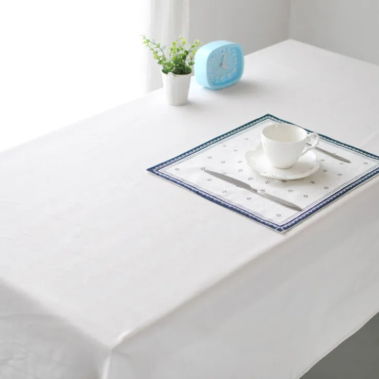 White linen table cloths,European style Pure white color cloth,Upscale cafe restaurant table cover towels