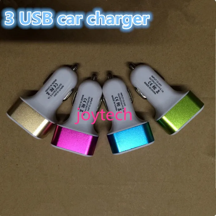 quality Universal charger Triple 3 USB Ports Car Chargers traver Adapter car plug for samsung note 5 HTC smartphone