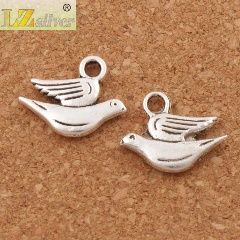 Dikke vrede duif vliegen charme kralen 100 stks / partij antieke zilveren hangers mode-sieraden DIY fit armbanden ketting oorbellen L184