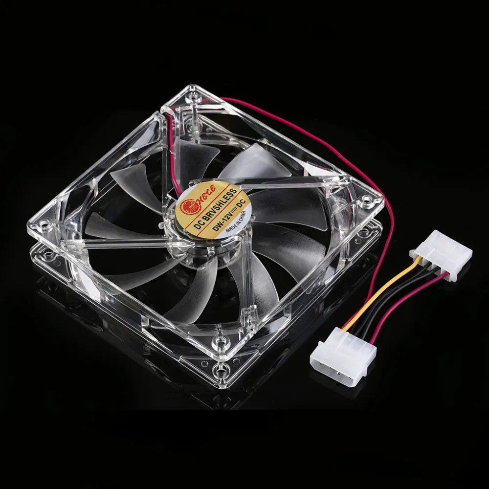 12025 12cm HELE Brushless PC Computer Clear Case Quad 4 Blue/RED/Colorful LED Light 9-Blade CPU Cooling Fan 12V Wholesale