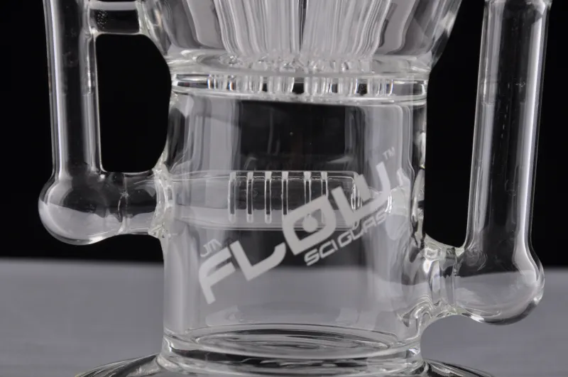 JM Flow Sci Glass Bongs 급수관 스프링클러 퍼크가 장착 된 대형 Recycler 20 암 트리 Recycler Glass Oil Rigs 14 mm 조인트