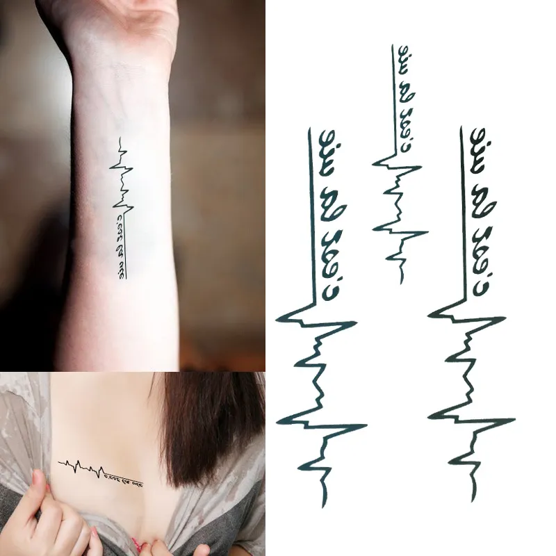 Chegada nova das Mulheres Body Art Beleza Ferramentas Eletrocardiograma Tatuagem À Prova D 'Água Adesivos Populares Designer Marca Frete Grátis