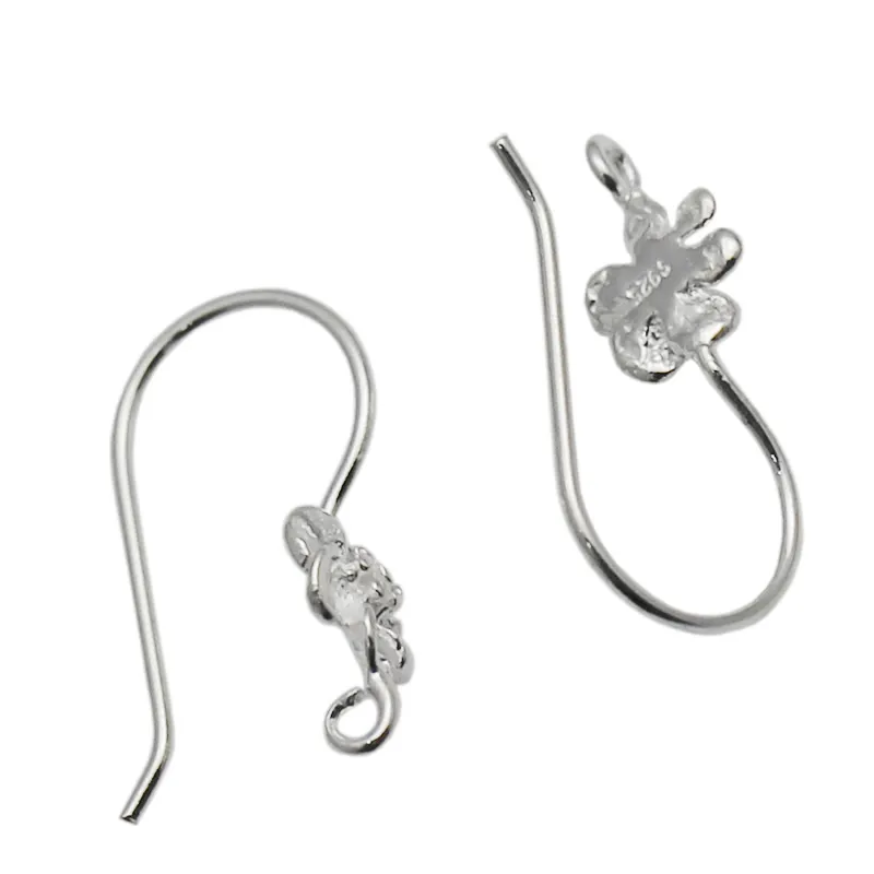 Beadsnice Flower Earwires French Hook Earrings Findings Open Loop Earring Wires in 925 Sterling Silver ID 34940