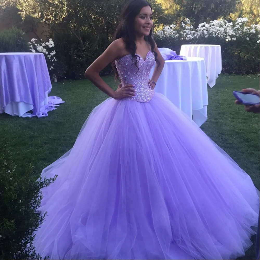 strapless open back dress Promfast Shiny V Neck Fluffy Lavender Long Prom Dress, Spaghetti Strap