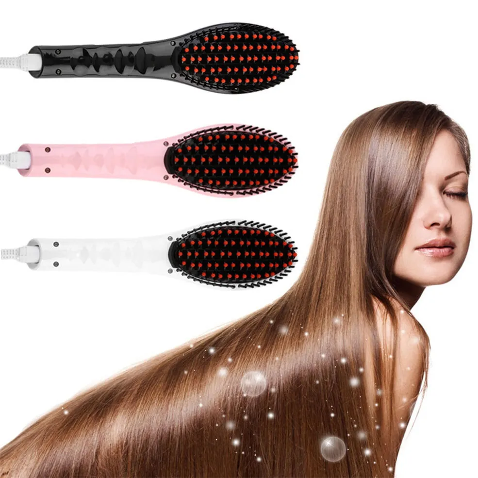 Lisseur cheveux LCD électrique lisseur cheveux peigne fer chaud brosse Auto rapide cheveux masseur outil cheveux lisseur