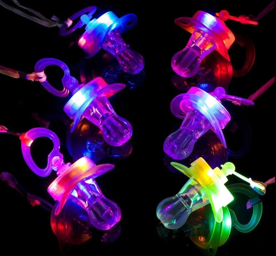 Ljus upp PACIFIER NIPPLE WHISTLE NACKLAMS Färgglada Flash LED -visselpipor Stag Hen Party Concert Sports Jublande Glow Props Survival To3271763