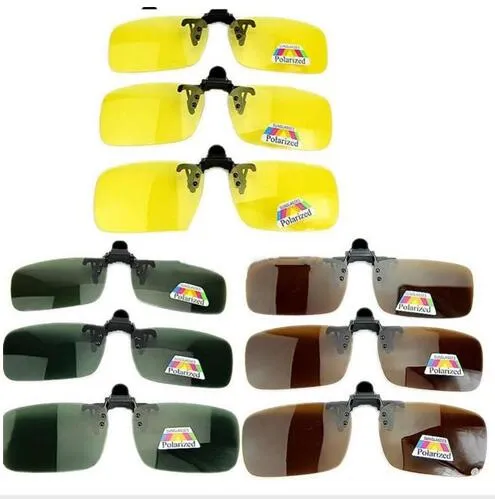 Wholesale-New Polarized Day Night Visão Clip-on Flip-up Lens Óculos de Condução Óculos De Sol