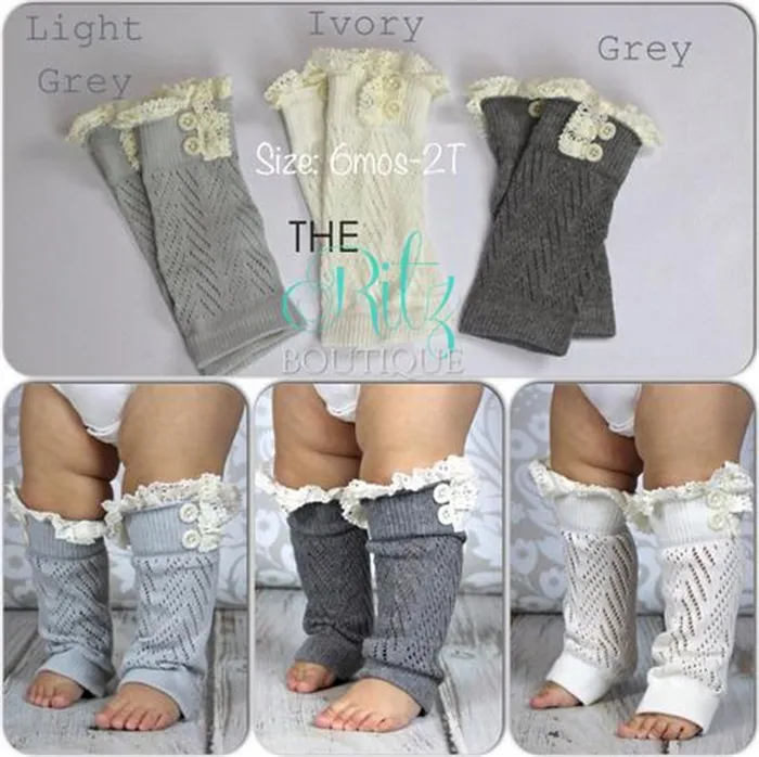 New Hot Sell Warmers Perna Bebê Bebê Oco-Out Lace Pés Quentes Conjunto de Botões Algodão Pernas Curtas Bota Algemas Baby Socks 2778