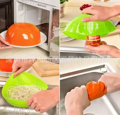 Fashion Hot Multifunzione in silicone cestello di scarico per cucina riso lavaggio verdure e cestini di frutta copri piatto per microonde