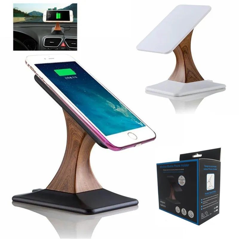 Soporte de pantalla de carga inalámbrica Qi para iphone X 8 para Samsung Galaxy S8 S7 Note 8 soporte giratorio para cargador inalámbrico de teléfono móvil