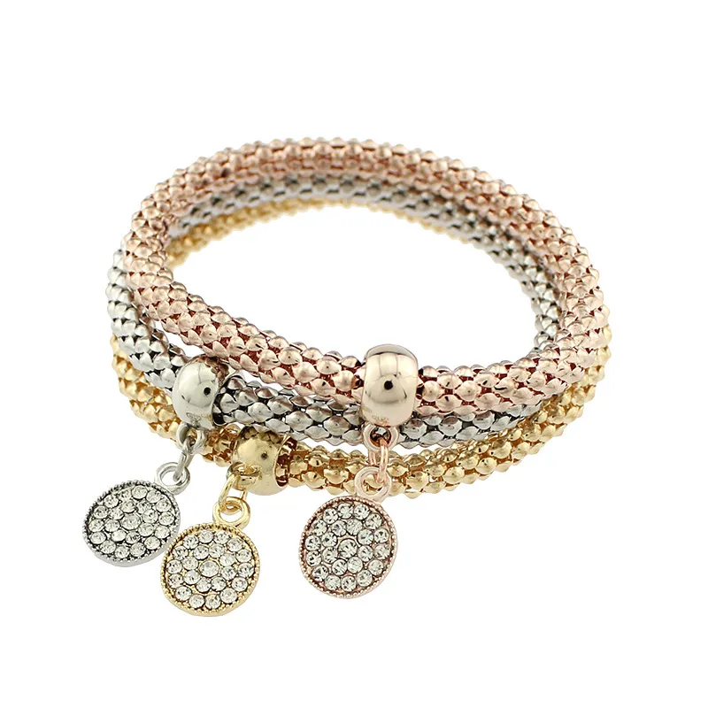 2016 mode elastische 3 farben armbänder 3 stück Set CircleGirl Charme armreif männlich weiblich kristall Armbänder Für Hohe qualität Schmuck