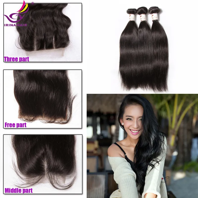 Human Hair Extensions 4 Bundles with Closure Body Wave 30 Inch Ombre Loose Deep Wave Brazilian Hair Bundles with Closure T  main image 4