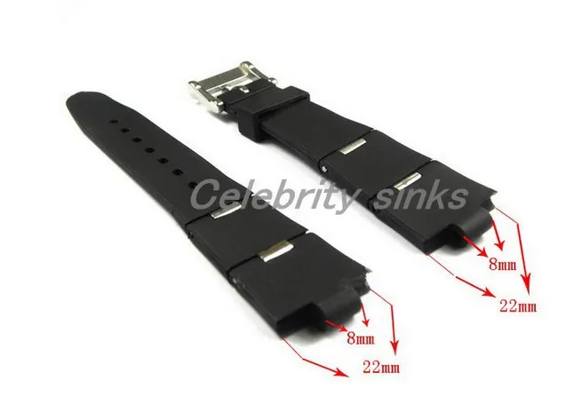 22mm × 8mmwatch lug جديد رجال عالي الجودة غوص أسود الغوص السيليكون نطاقات watchband الأشرطة 5825711