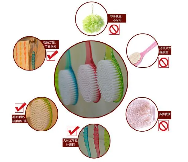 Fashion Hot Bath Brush Scrub Skin Massage Health Care Shower Reach Feet Rubbing Brush Exfoliation Brushes Body for Bathroom Product