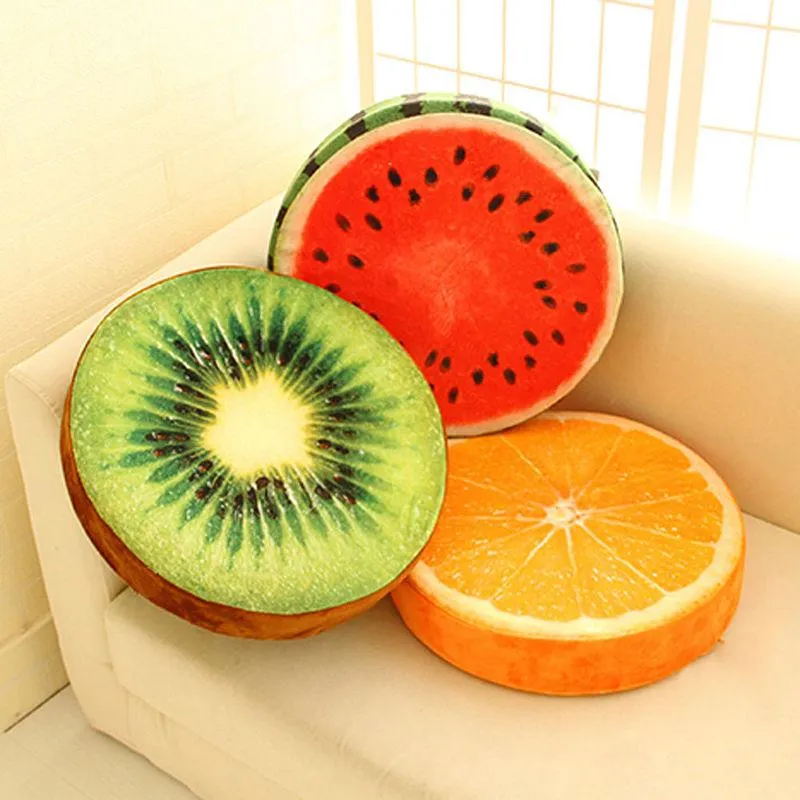 Ronde zachte kussen pluche kussen oranje kiwi watermeloen fruit stoel speelgoed stoel pads feestdecoratie