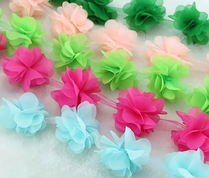 10-górna 3d kwiat szyfonowy koronki tkaniny faborek do odzieży szycia DIY ślubny ślubny lalek czapki do włosów