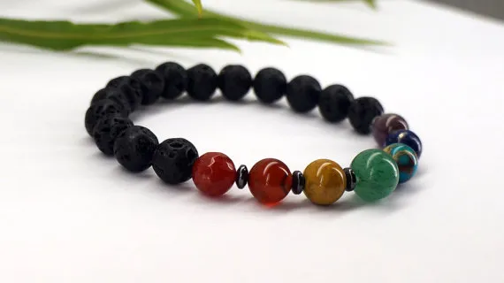 SN0583 Ny naturstenarmband Mäns 7 Chakra Armband Balansera Yoga Mala Bracelet Vitality Natural Stone Armband