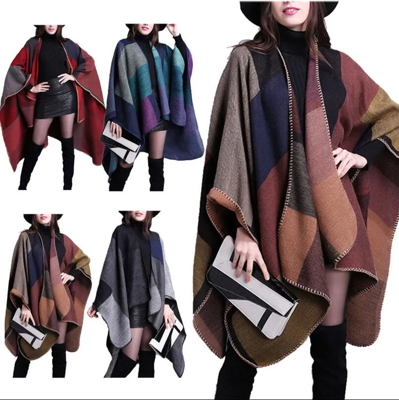 CashMere Scarf Patchwork 130 * 155 cm Plaid Kobiety Cape Poncho Wrap Kwieżej Wrap Dznit Kaszmirowy Szaliki 18 Kolory 50 sztuk OOA2906