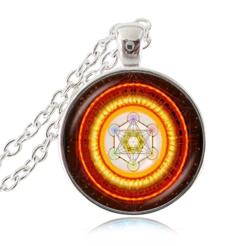 Metatron Cube Pendentif Collier Géométrie Sacrée Fleur de Vie Bijoux Chakra Spirituel Occulte Collier Femmes Hommes Magique Hexagramme Tour de Cou