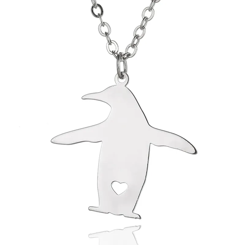 Collier pendentif pingouin en acier inoxydable, chaîne à maillons à breloques animaux, bijoux pour femmes et hommes, cadeaux pour enfants, vente en gros