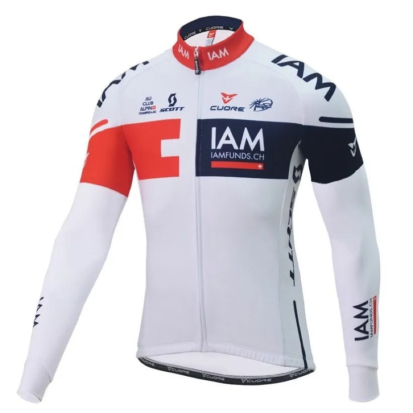 2024 IAM Team White Cycling Jersey Set Long Sleeve Spring Autumn Outdoor MTB Cycling Clothing Road Bike Clothes