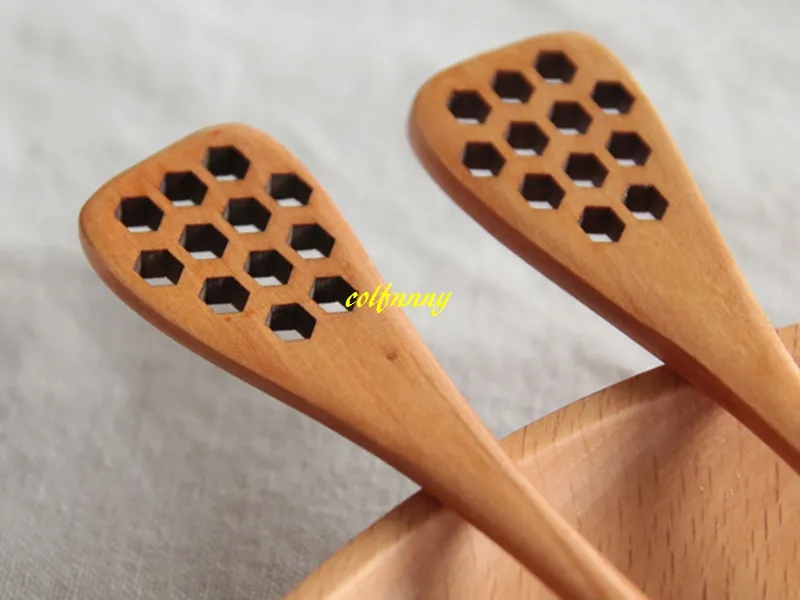 100 pz/lotto Legno Naturale Miele Bastone Forniture Da Cucina Miele Agitatore Agitazione Cucchiaio Lungo A Nido D'ape Miele Mestolo di Legno