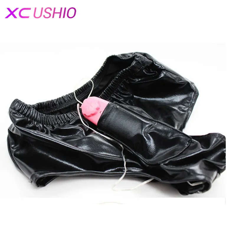 Latex Femme Masturbation Sous-Vêtements Culotte Vibrant Massage Relaxation Pantalon avec Gode Pénis Plug Ceinture De Chasteté Sex Toy 0701