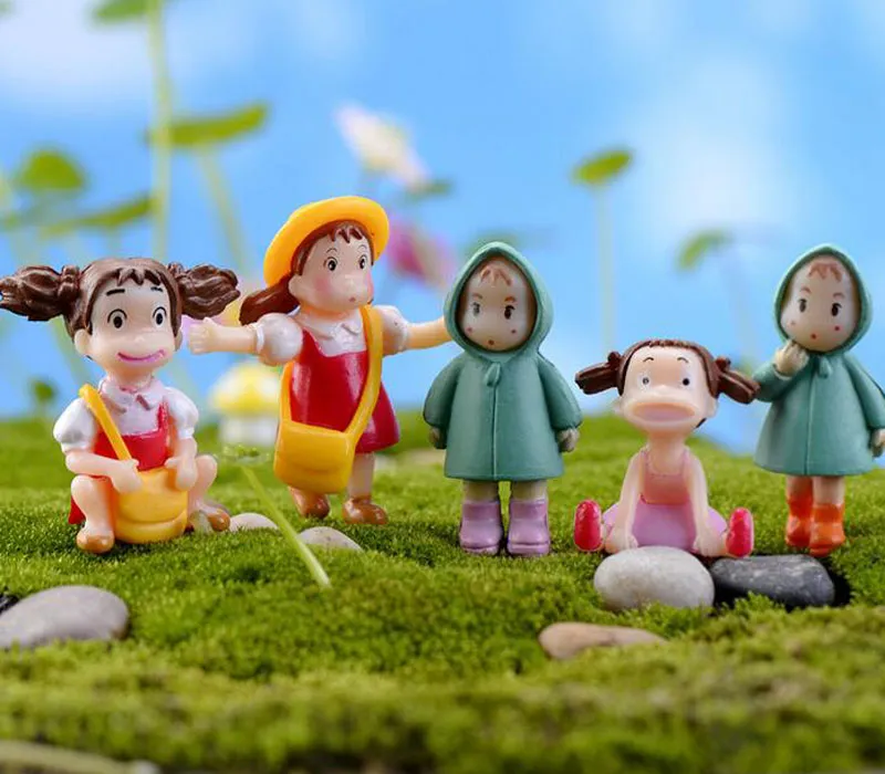 Cute cartoon girls figurines fairy garden miniatures gnomes moss terrariums resin craft for home decor diy dollhouse