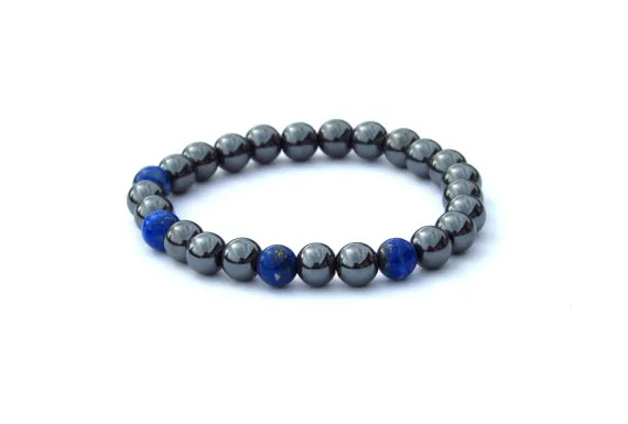 SN0132 Nuovi arrivi Bracciale da uomo in ematite Bracciale tribale con lapislazzuli intero 3185