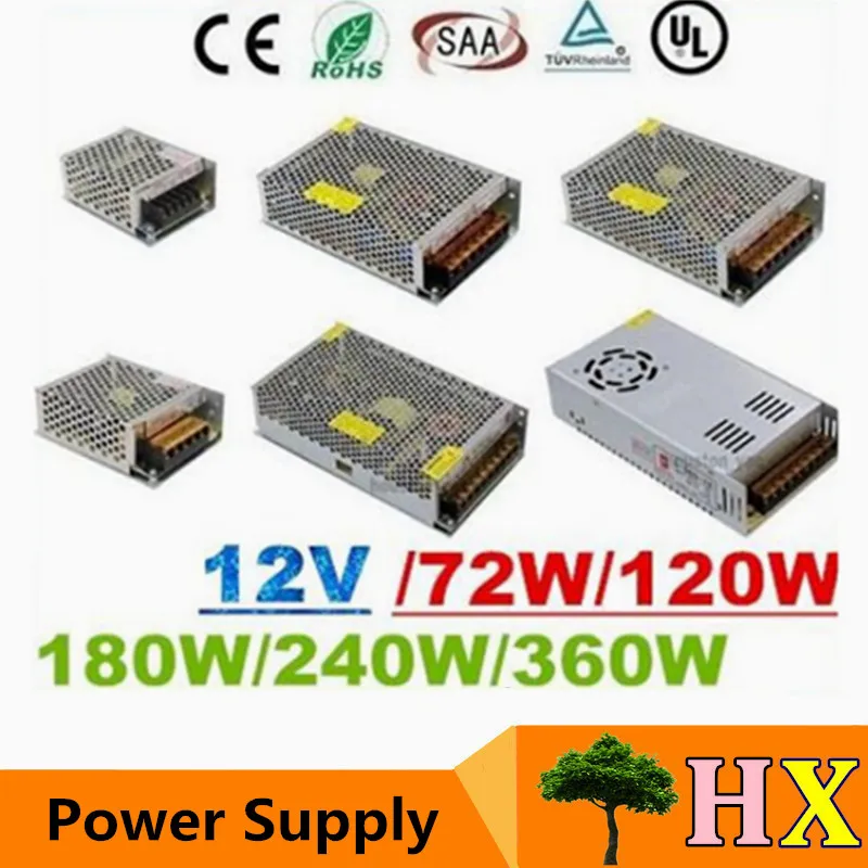 CE ROHS UL SAA + 12V 6A 10A 15A 20A 25A 30A LED-Transformator 70W 120W 360W Netzteil für LED-Modulstreifen