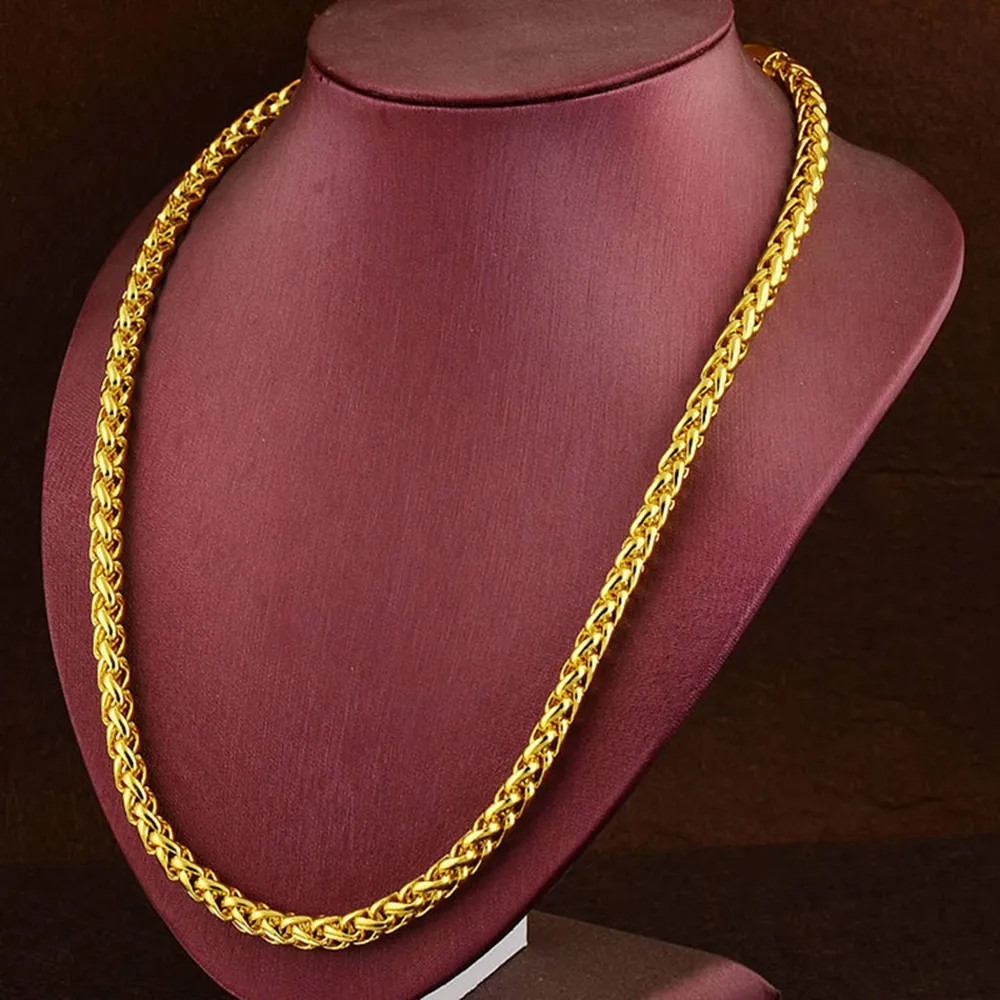 Colar de corrente bizantino estilo 18k ouro amarelo colar de homens cheios de ouro